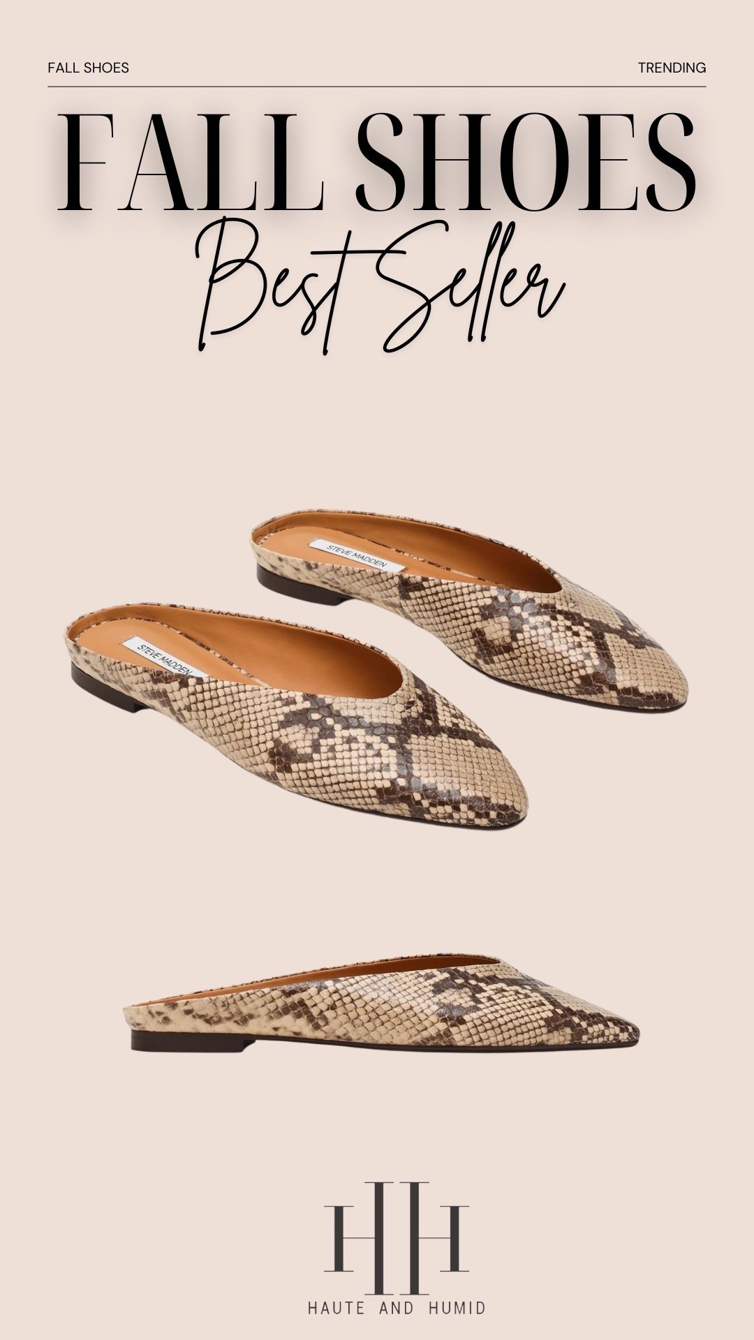 These snakeskin mule flats are a fall best seller for a reason. The print works like a neutral, but gives jeans, trousers or a simple dress so much more personality. Such a good shoe when you’re ready to move on from sandals but it’s not boot weather yet.

snakeskin flats, mule flats, fall shoes, snakeskin shoes, fall best seller, statement flats, women’s fall shoes, slip on flats, fall footwear, jeans and flats, transitional fall style, HauteandHumid

#LTKootd #LTKSeasonal #LTKOver40