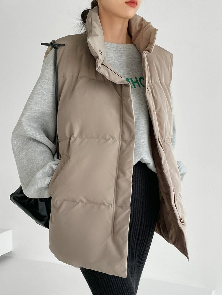 DAZY 1pc Zipper Front Vest Puffer Coat | SHEIN