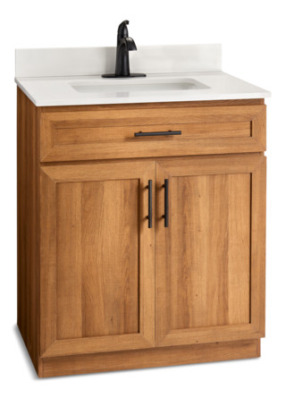 Canvas Danville Double Door Single Sink Stone Top Bathroom Vanity, Honey Oak, 30-in | Canadian Tire