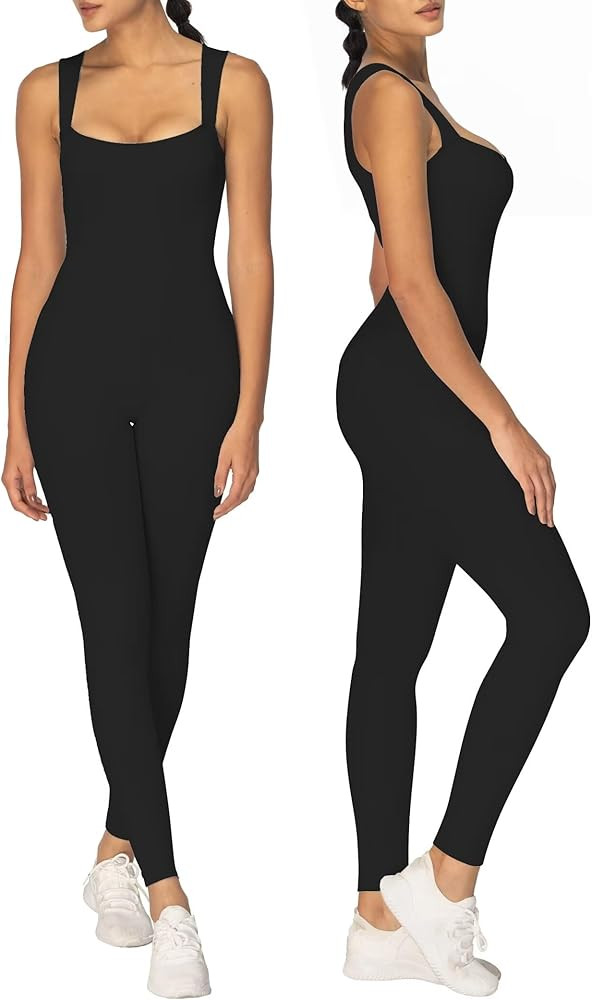 Sunzel Ribbed Yoga Jumpsuits for Women Sexy Seamless Square Neck Tummy Control Workout One Piece ... | Amazon (US)