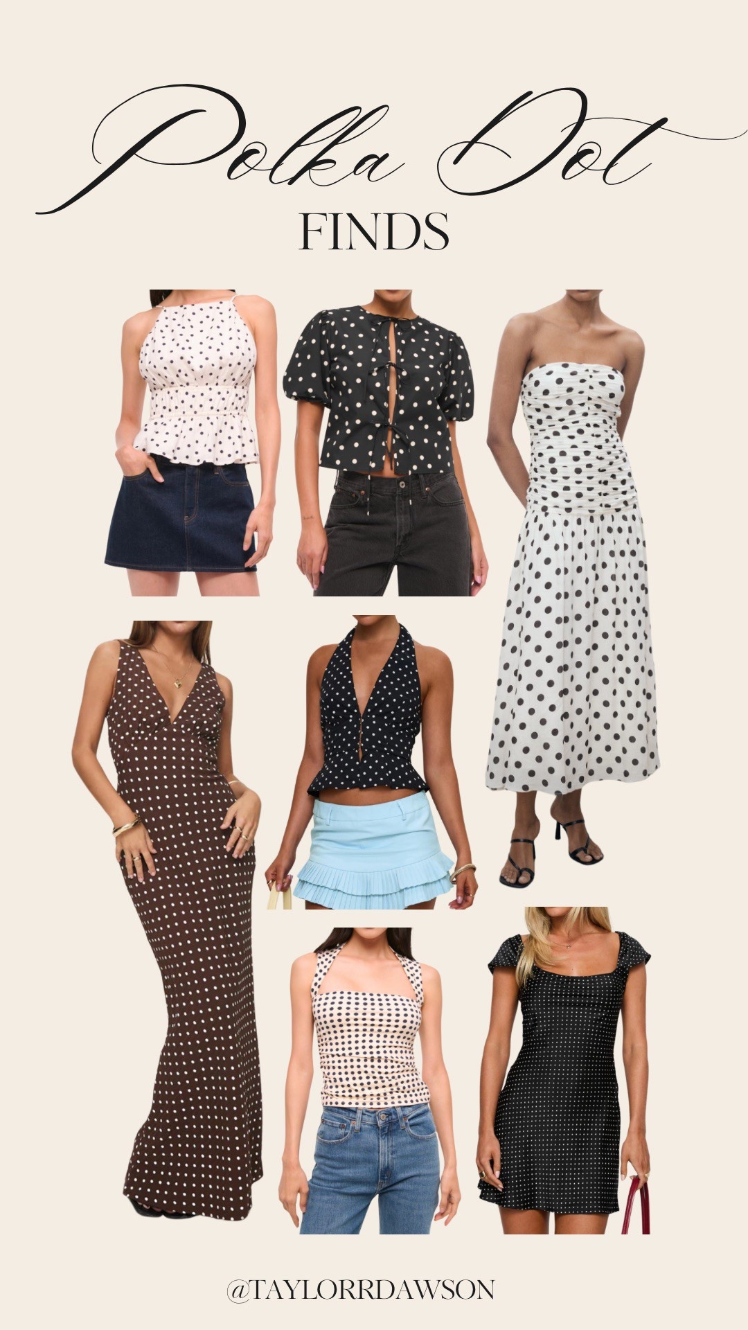 Polka dot finds!

polka dot dress, polka dot top, tie front blouse, polka dot style