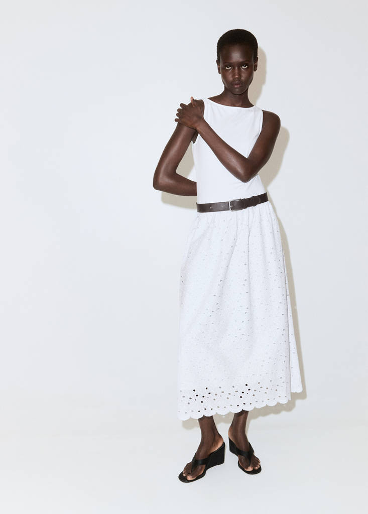 A-line dress with openwork embroidery white - Women - 4 - MANGO | Mango (US/MX/AU)