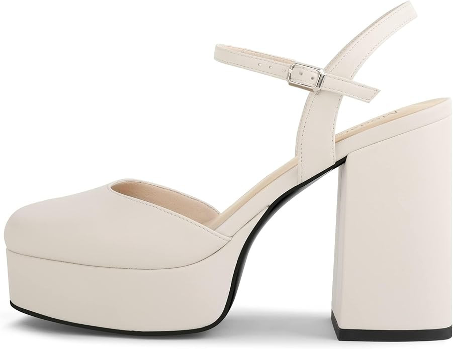 Modatope Platform Heels for Women Close Toe Chunky Block Heel Pumps Ankle Strap Platform Sandals ... | Amazon (US)