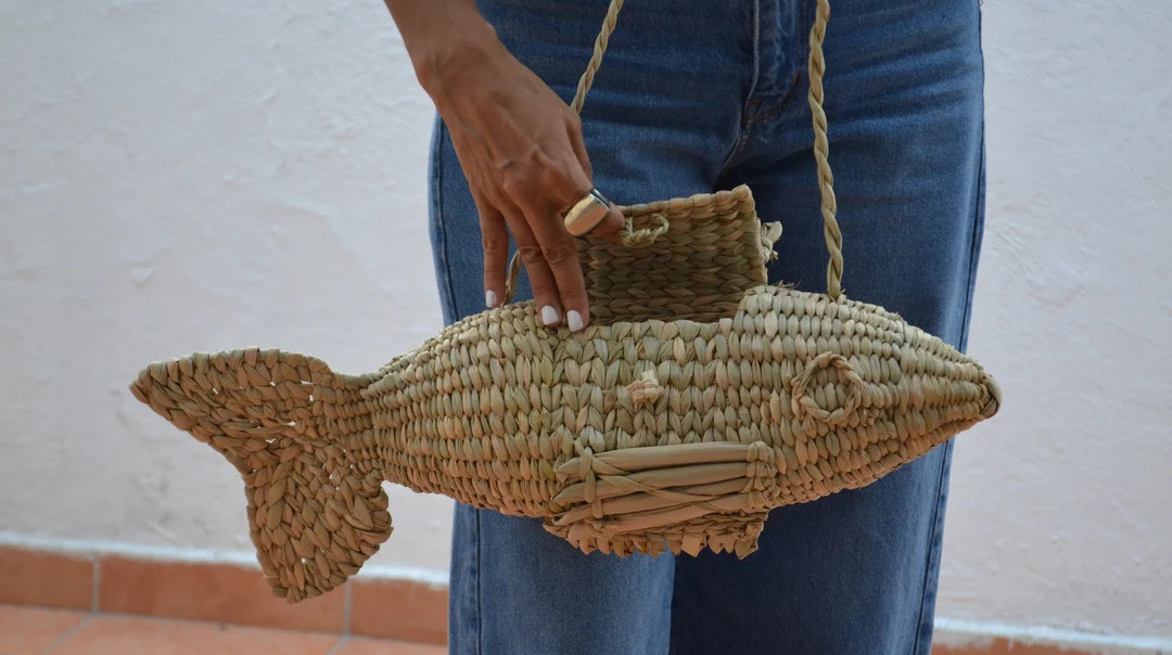Woven Fish Palm Bag, Palm Bag, Animal Shape, Palm Fish, Mexican Palm Bag, Handmade Boho Hippie Ba... | Etsy (US)