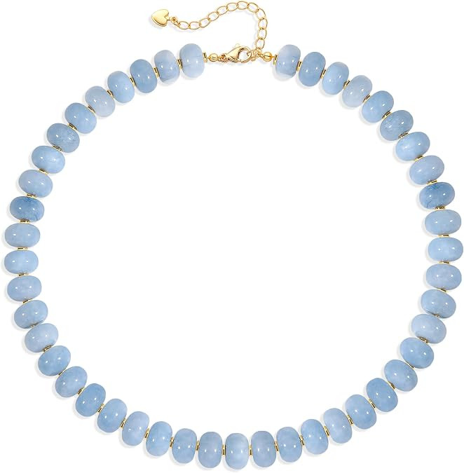 Beaded Chunky Necklace for Women, Bead Gemstone Necklaces for Women | Natural Stone Summer Beach ... | Amazon (US)