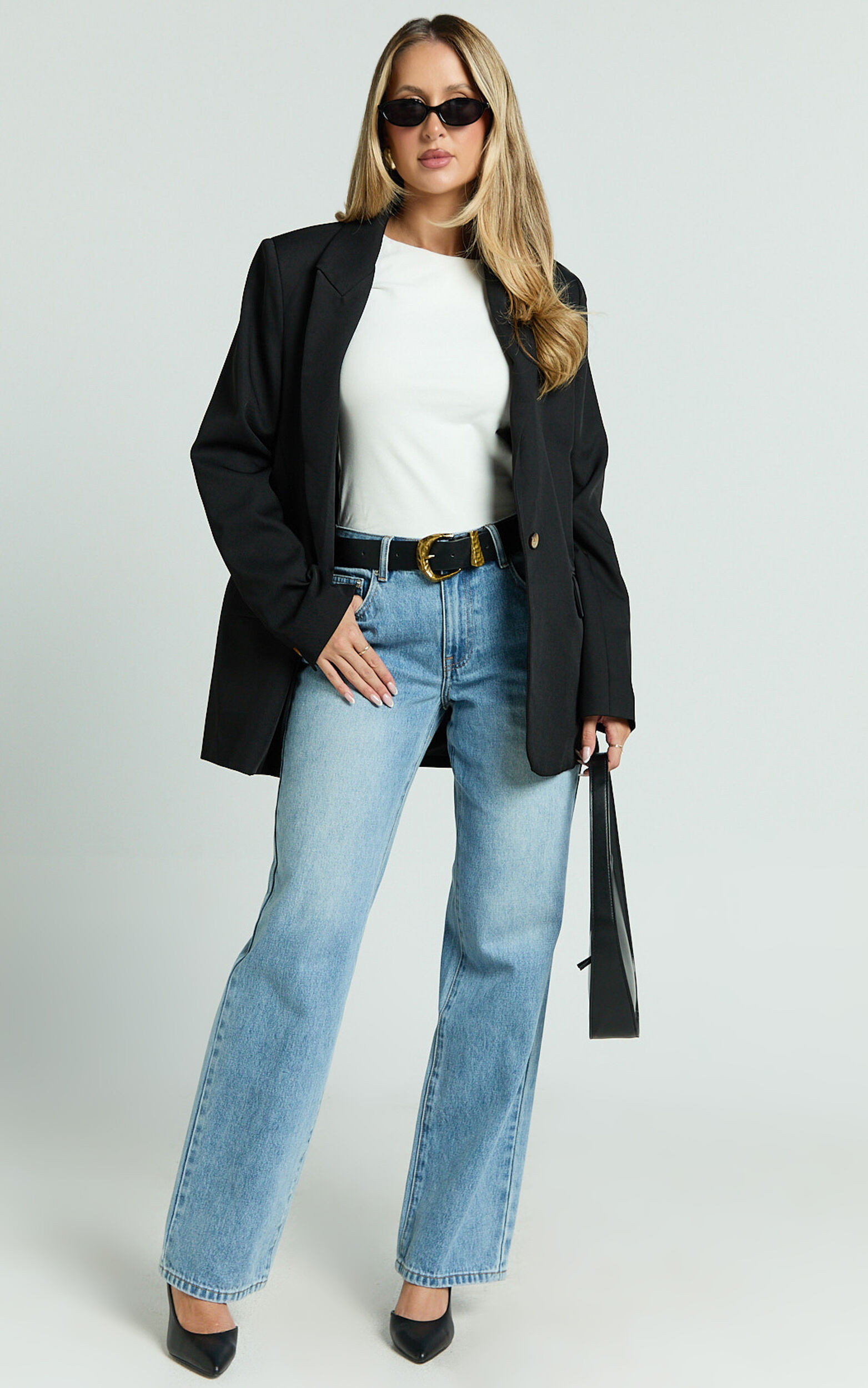 Caralina Blazer - Oversized Single Breasted Blazer in Black | Showpo (US, UK & Europe)