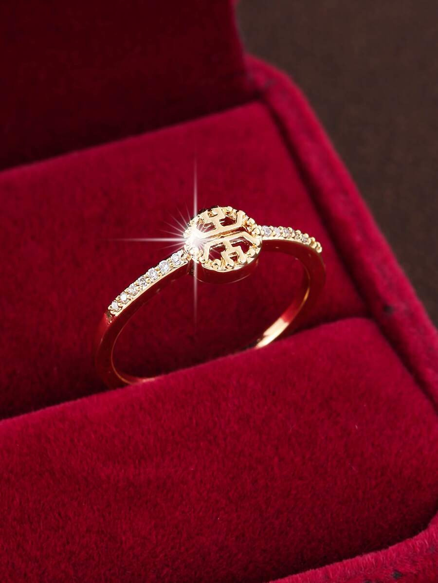 1pc Fashionable Versatile Simple Cubic Zirconia Inlay Ring | SHEIN