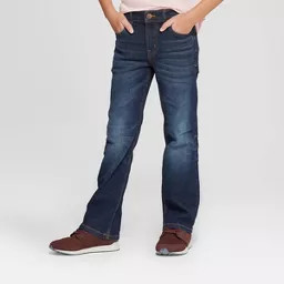 Boys' Stretch Bootcut Fit Jeans - Cat & Jack\u2122 Dark Blue 8: Adjustable Waistband, Heavyweight... | Target