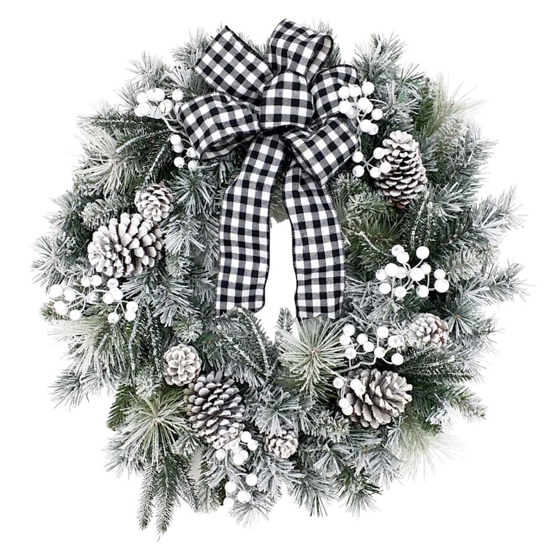 Flocked Berry & Pinecone Wreath, 30" | At Home