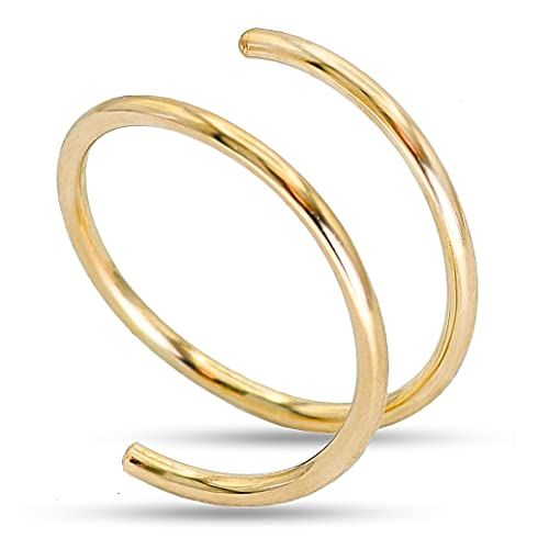 Double Nose Ring Hoop for Single Piercing, 14k Gold Filled or Sterling Silver Spiral Twist Nose H... | Amazon (US)