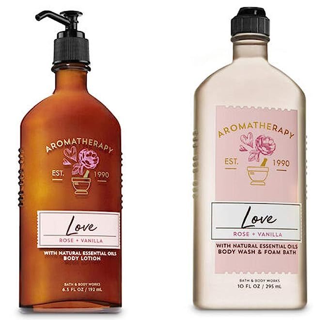 BATH AND BODY WORKS Aromatherapy LOVE - ROSE & VANILLA Duo Body Lotion and Body Wash Full Size | Amazon (US)