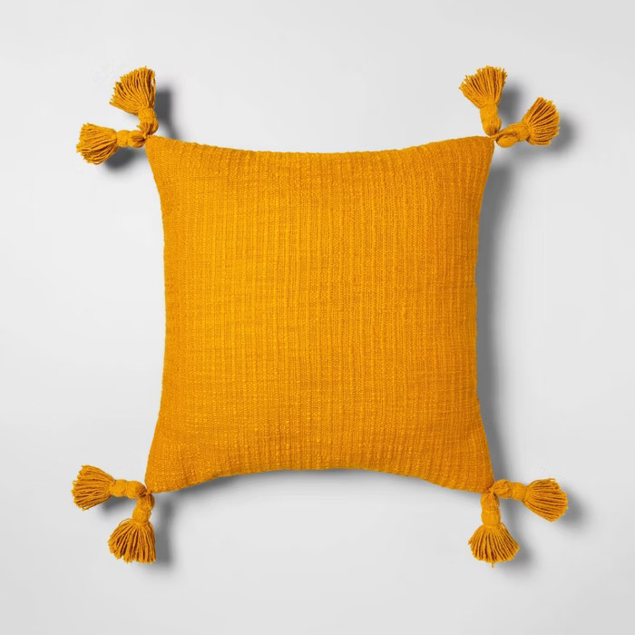 Cotton Textured with Tassels Square Throw Pillow - Opalhouse™ | Target