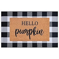 Fall Decor Door Mat Combo Set, 100% Coco Coir Welcome Mat + 28 x 43 Inches Coffee and White Plaid... | Amazon (US)
