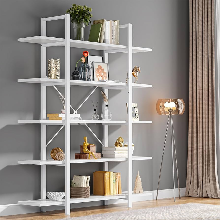 Tribesigns 5-Tier Bookshelf, Vintage Industrial Style Bookcase 72 H x 12 W x 47L Inches | Amazon (US)