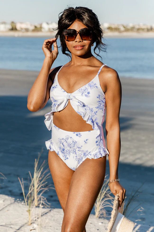 Summer Influence Blue and White Floral Swimsuit | Pink Lily