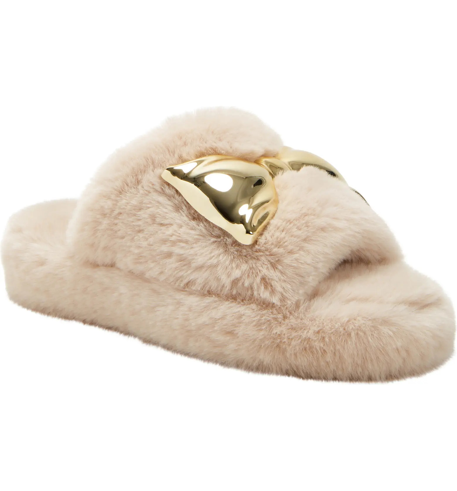 The Fuzzy Metallic Bow Slide (Women) | Nordstrom