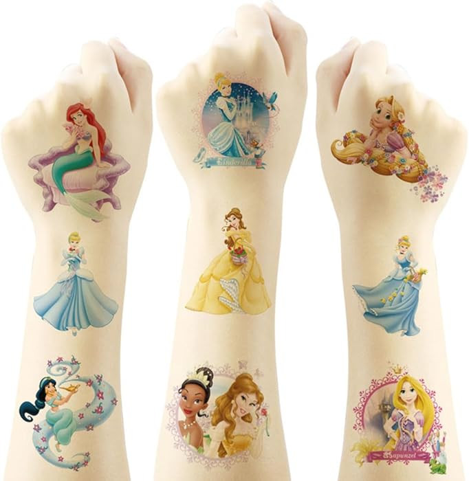 20 Sheets Disney Princess Temporary Tattoos for Kids, Birthday Party Favors, Cute Cartoon Decorat... | Amazon (US)