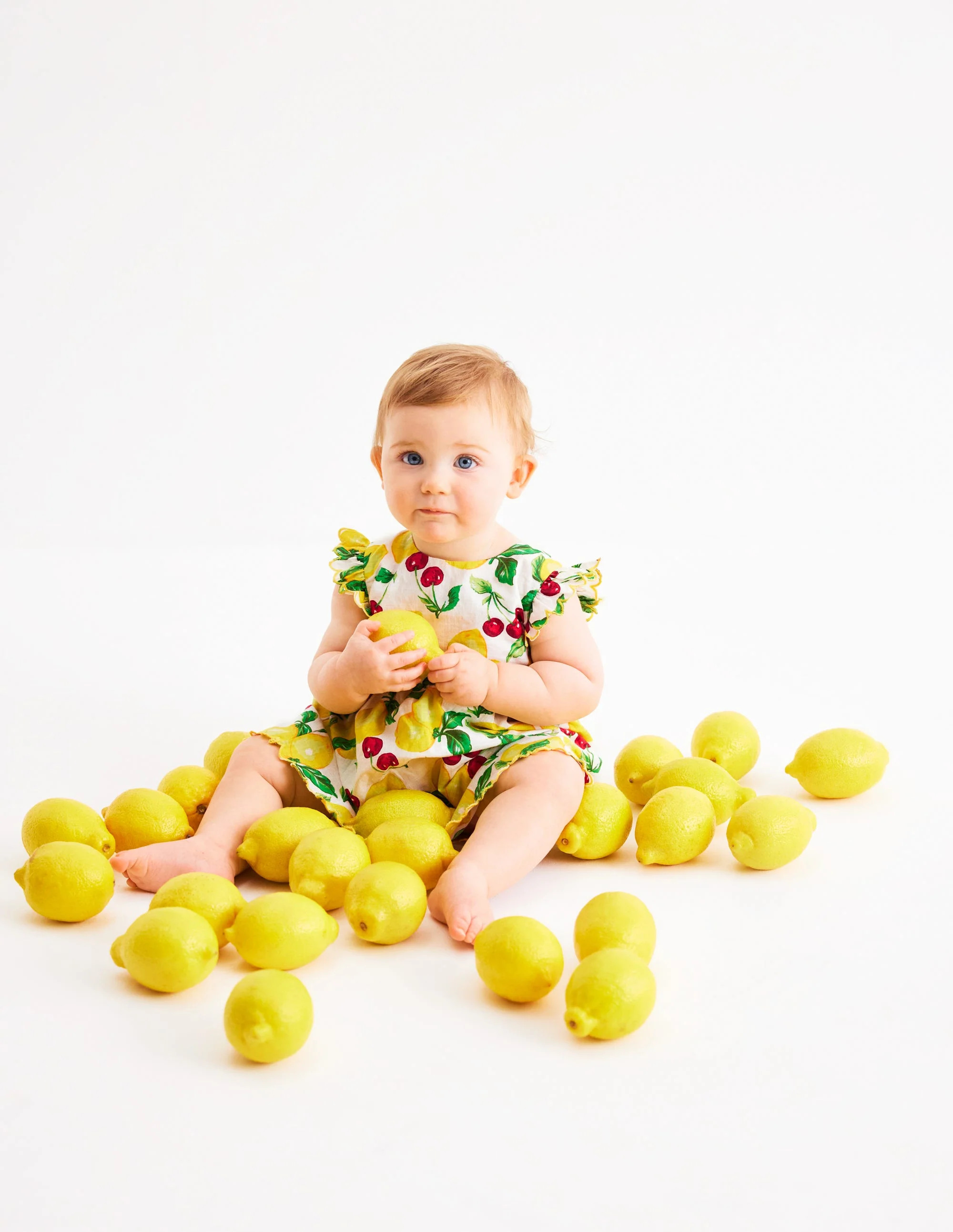 Woven Frill Dress-Soft Ivory Lemons and Cherries | Boden UK