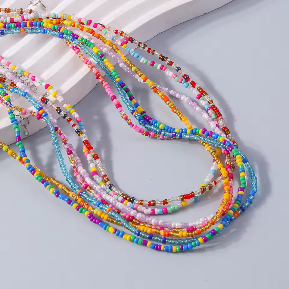 Fashion Candy Color Beaded Necklace Colorful Beads Boho Choker Necklace for Women Girls Holiday J... | AliExpress (US)