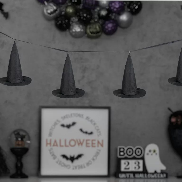 118 in Black Fabric Witch Hat Halloween Garland, Way to Celebrate | Walmart (US)