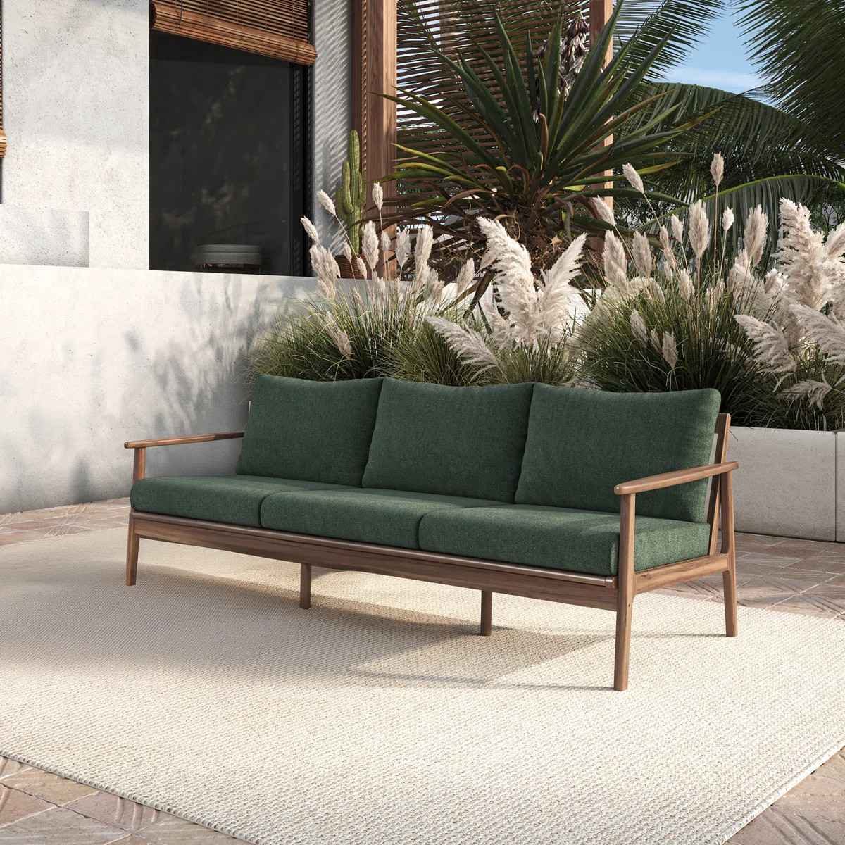 Lyon Solid Acacia Wood Patio Sofa | Wayfair North America