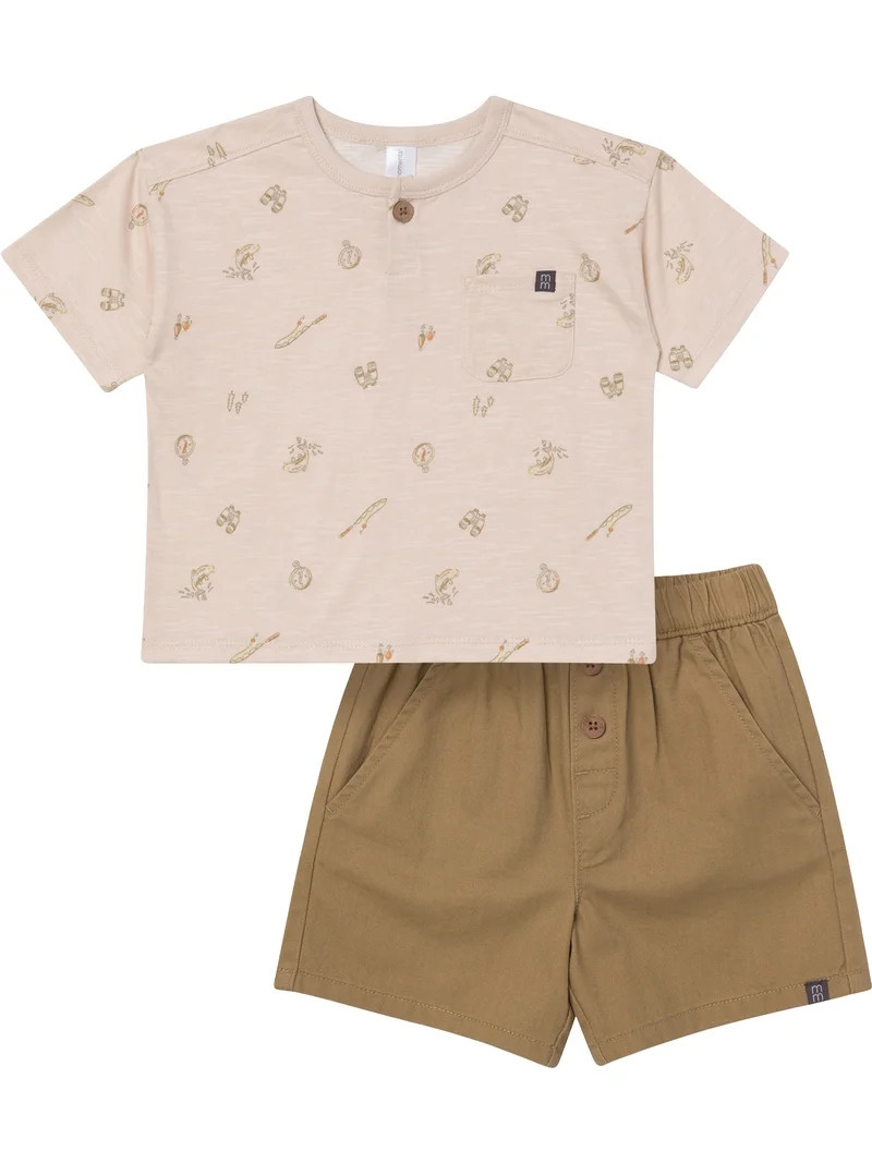 Modern Moments by Gerber Toddler Boy Henley Tee and Short Outfit Set, 2-Piece, Sizes 12 Months - ... | Walmart (US)