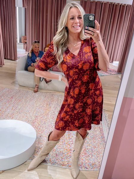 This fall dress is only $12! So comfy, great material and fits TTS. 

Fall outfit idea 
Fall dress 
Family photos 
Cowgirl boots 
Dolce vita 

#LTKsalealert #LTKSeasonal #LTKfindsunder50