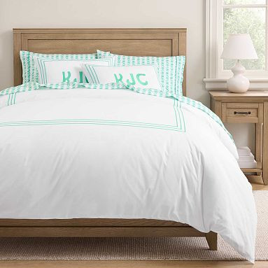Pink Palm Puff Brynn Border Duvet Cover | Pottery Barn Teen