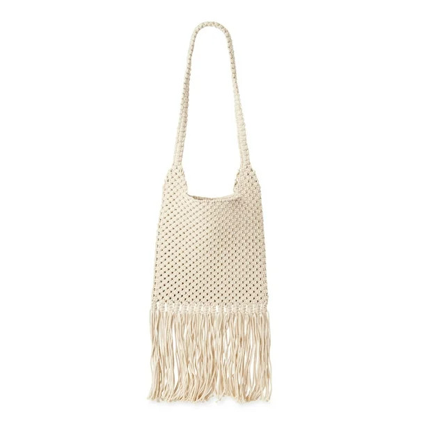 Time and Tru Crochet Tote with Fringe Detailing | Walmart (US)