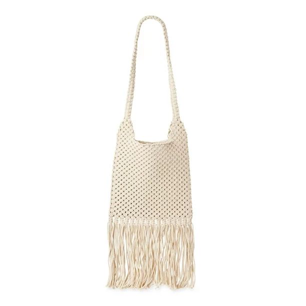 Time and Tru Crochet Tote with Fringe Detailing | Walmart (US)