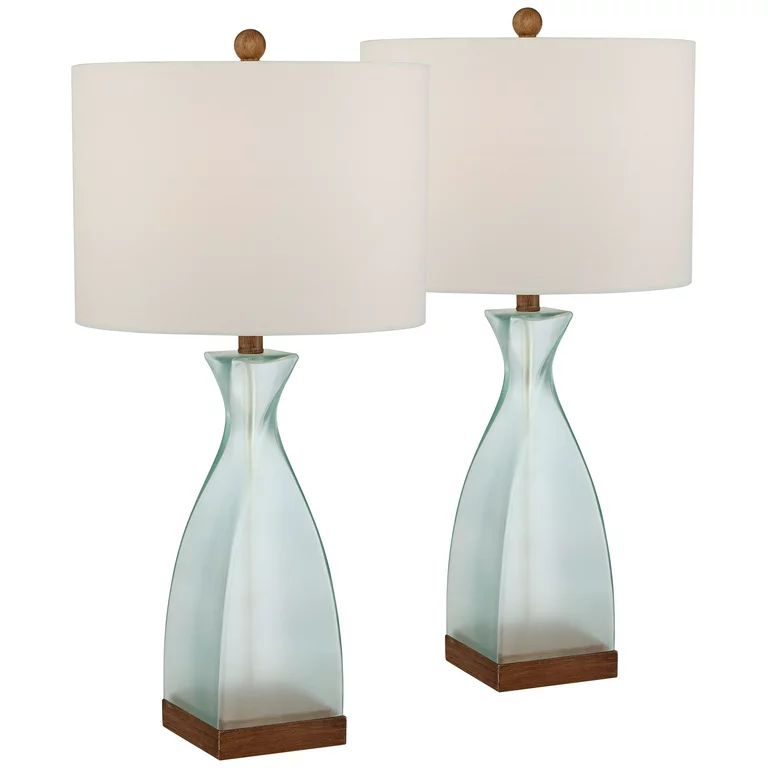 360 Lighting Ryan Modern Coastal Table Lamps 28 1/2" Tall Set of 2 Blue Glass White Drum Shade fo... | Walmart (US)