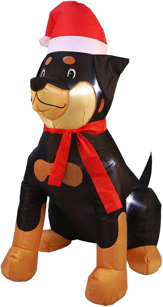 PUP LIGHTS Outdoor Indoor Christmas Inflatable LED Lighted Rottweiler Dog Blow Up Holiday Yard Decor | Amazon (US)