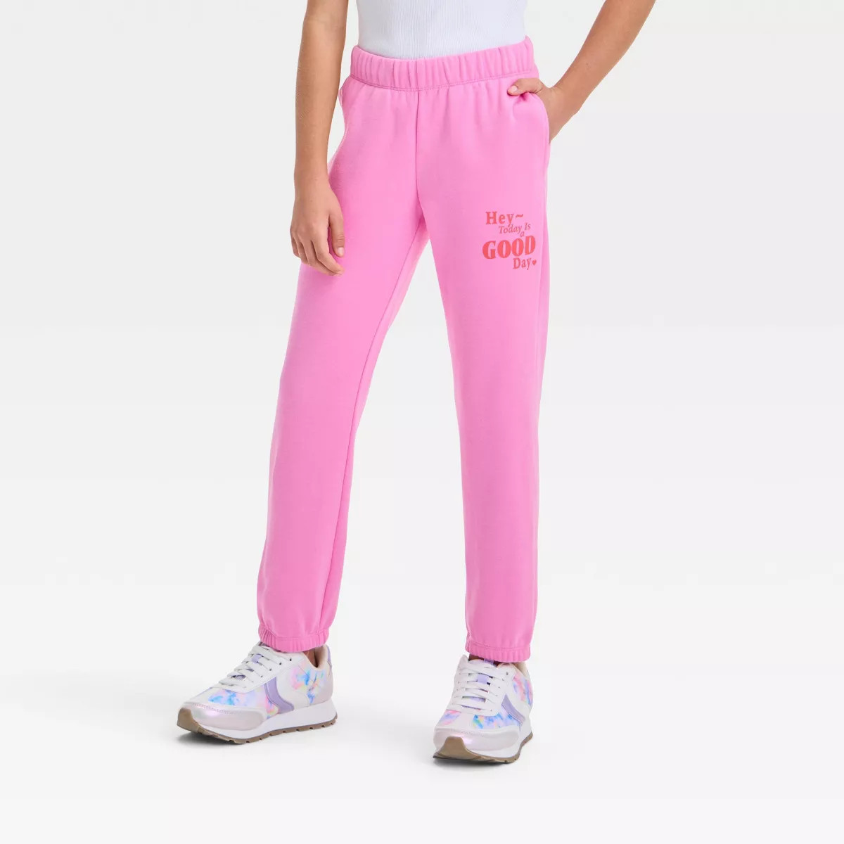 Kids' Fleece 'Great Day' Sweatpants - Cat & Jack™ Pink | Target
