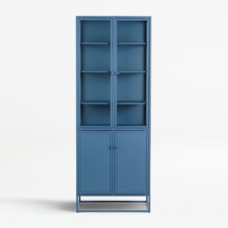 Casement Blue Tall Metal Cabinet + Reviews | Crate and Barrel | Crate & Barrel