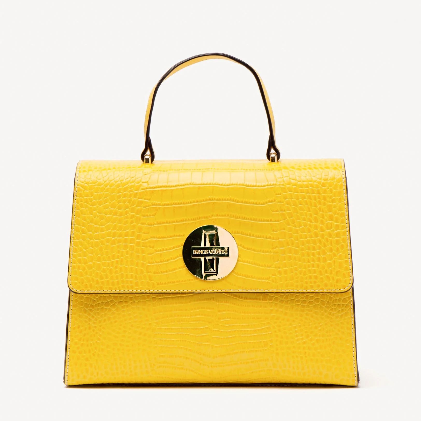 Holly Satchel Croc Embossed Leather Yellow | 