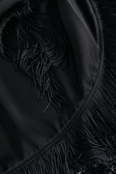 Fringe-trimmed Satin Wrap Dress | H&M (US + CA)