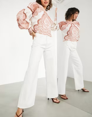 ASOS EDITION organic cotton blend wide leg jean in ivory | ASOS (Global)