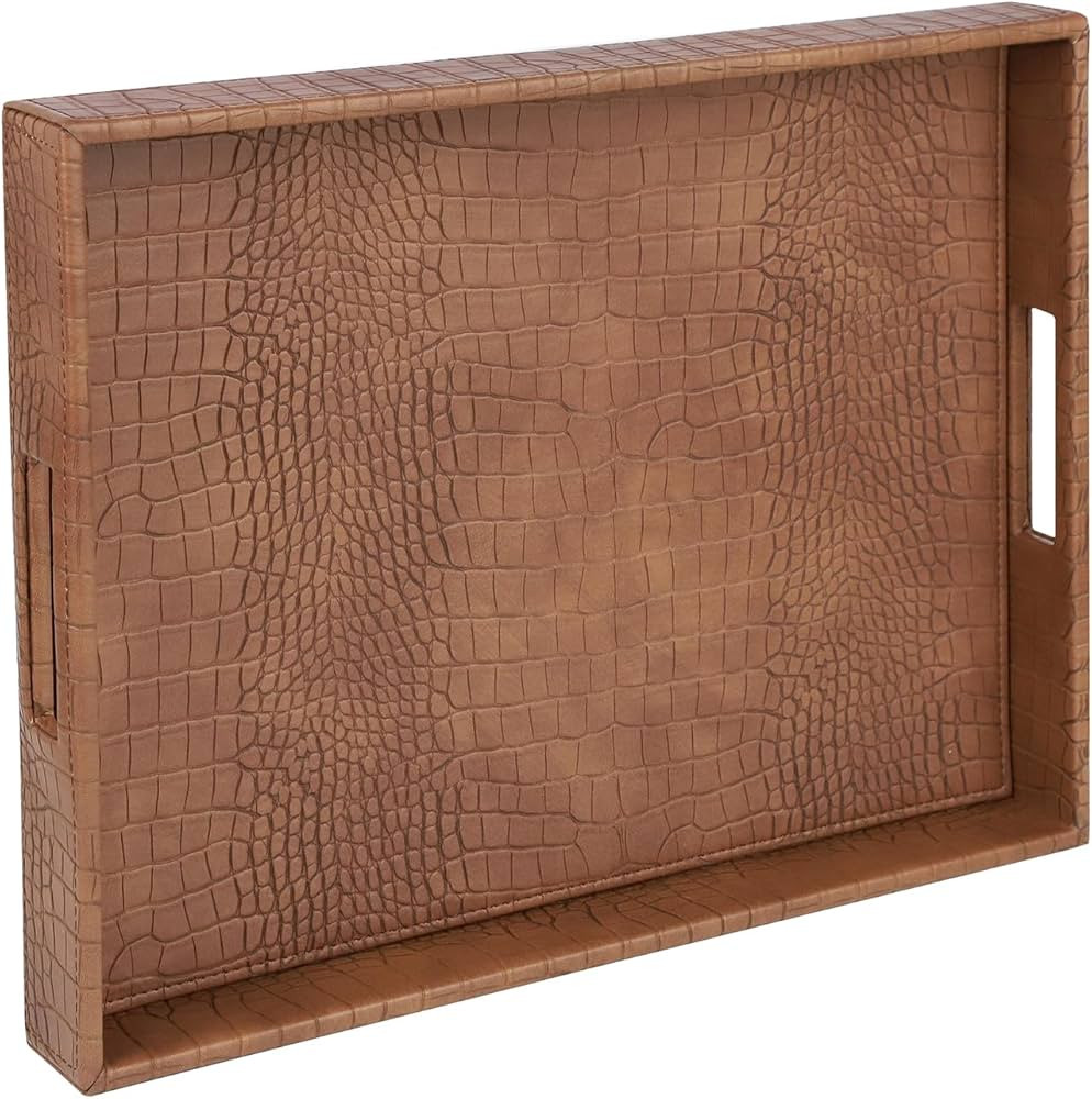 HofferRuffer Rectangle Serving Tray with Hole Handles for Coffee Table, Breakfast, Tea, Food, But... | Amazon (US)