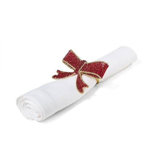 Sur La Table Beaded Bow Napkin Ring, Red | Amazon (US)