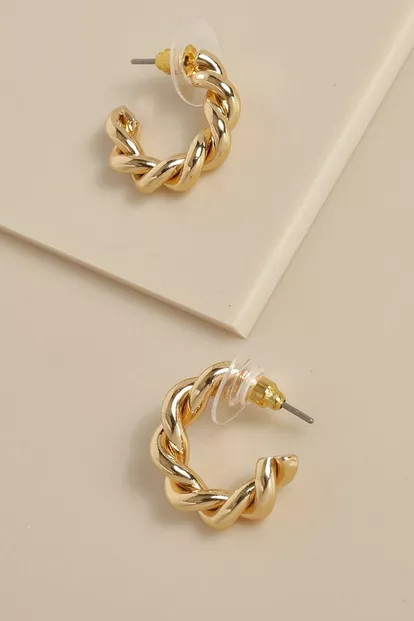 Créoles dorées torsadées | Boohoo.com (FR)