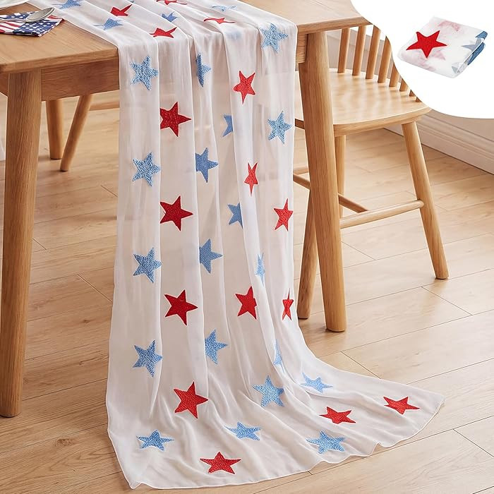 1 Pcs 4th of July Table Runner, Independence Day Patriotic Runner Kitchen Dining Embroidered Deco... | Amazon (US)
