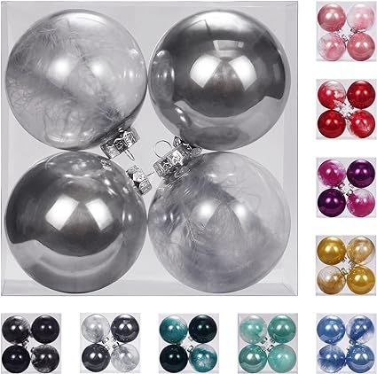 SY Super Bang 4" Large Christmas Ornaments Set, Clear Plastic Shatterproof Christmas Hanging Ball... | Amazon (US)
