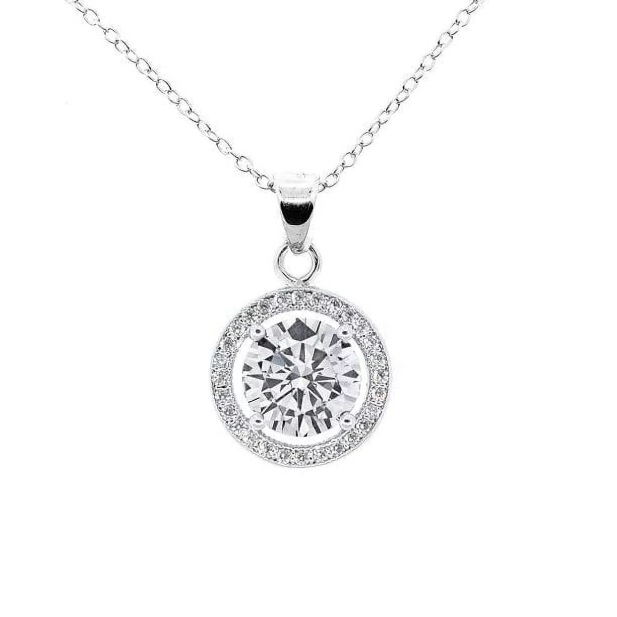 Cate & Chloe Blake 18k White Gold Plated Silver Halo Necklace | CZ Crystal Necklace for Women, Gi... | Walmart (US)