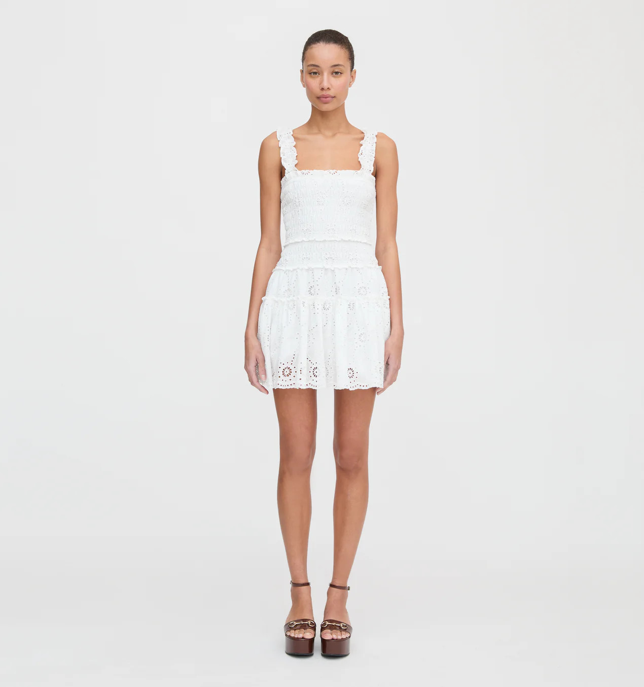 The Azalea Mini Nap Dress - White Trellis Broderie | Hill House Home US