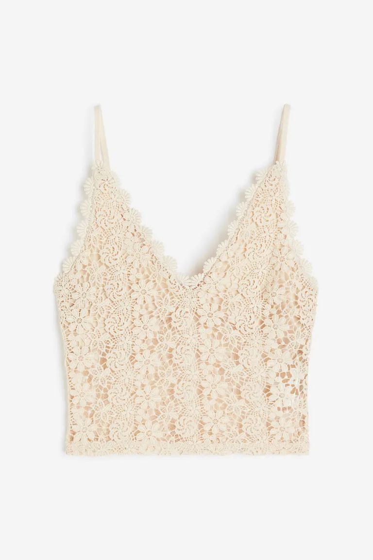 Lace Camisole Top - Light beige - Ladies | H&M US | H&M (US + CA)