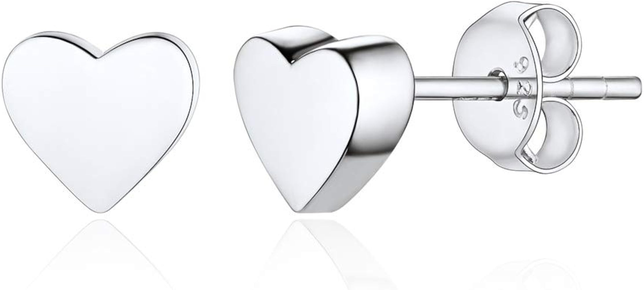 ChicSilver Hypoallergenic 925 Sterling Silver Stud Earrings, Dainty Simple Heart/Star/Moon/Lightn... | Amazon (US)
