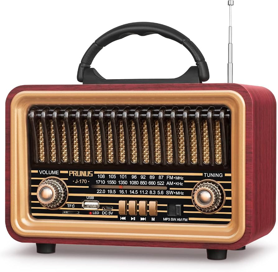 PRUNUS Retro Vintage Radio with Bluetooth Rich Bass Stereo Sound, Radios Portable AM FM, Recharge... | Amazon (US)