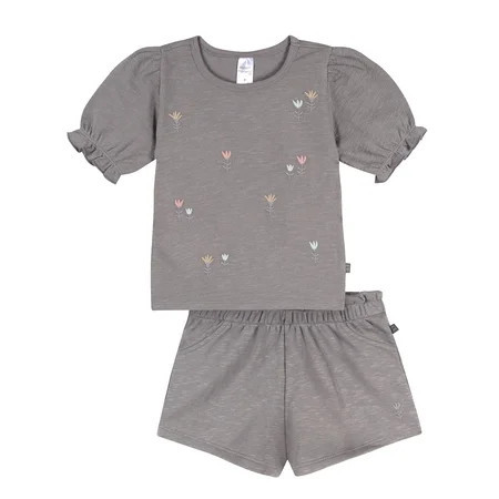 Modern Moments by Gerber Toddler Girl Organic Top and Short Outfit Set Set, 2-Piece, Sizes 12 Months - 5T | Walmart (US)