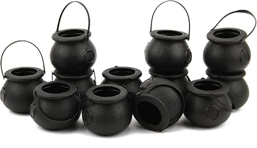 LOMIMOS 12pcs Halloween Day Mini Black Cauldron,Multi-purposed Plastic Candy Holder with Handle f... | Amazon (US)