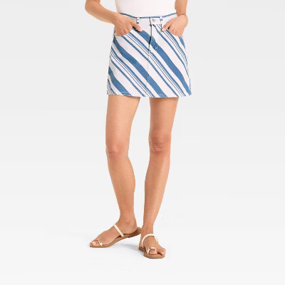 Women's Striped Denim Mini Skirt - Universal Thread™ Navy | Target